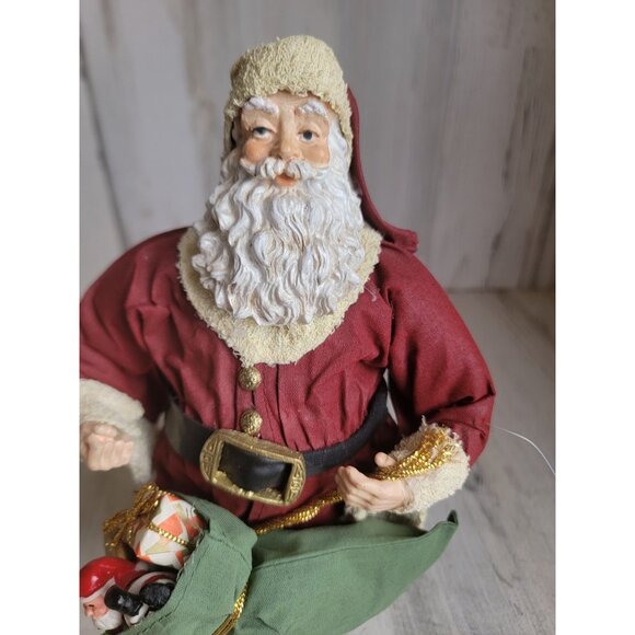 Santa claus Windsor fabric mache xmas vintage toy bag decor figure - Picture 3 of 7